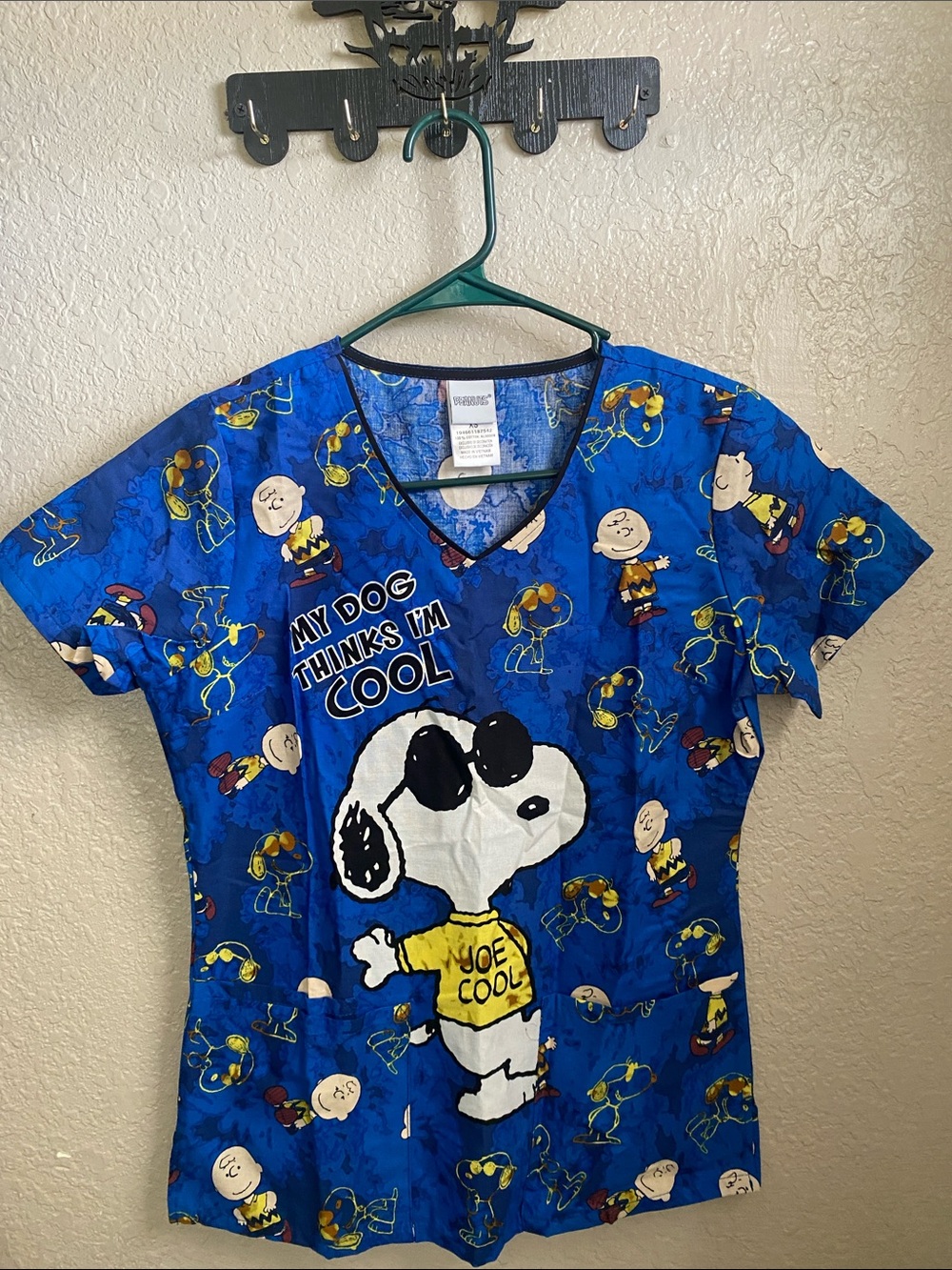 Snoopy Joe Cool Blue Scrub Top